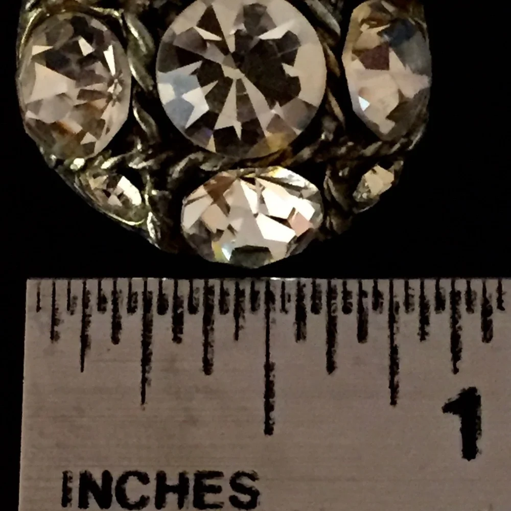 Vintage 50s Rhinestone Metal Buttons Lot of 12 Large Round Sewing Craft 13/16